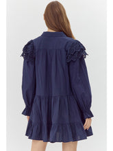 Load image into Gallery viewer, Navy Blue Tiered Collar Dress
